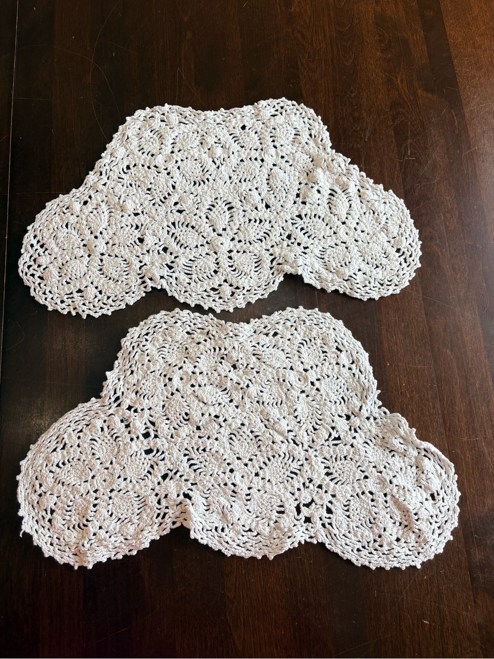 Handmade Crochet Doilies - White Pair